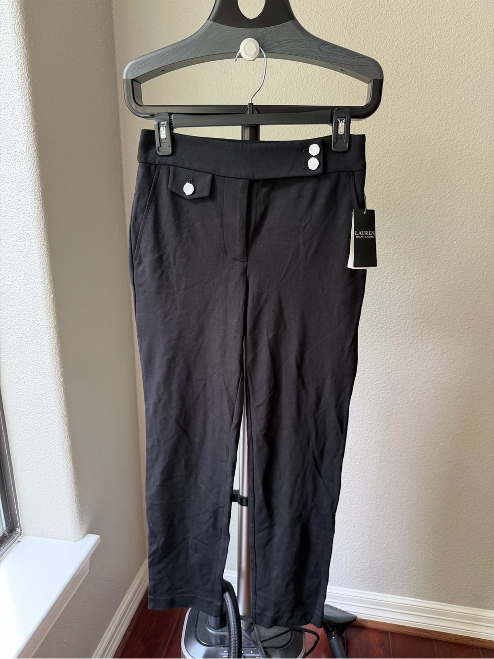 Lauren Ralph Lauren Women’s Black Ponte High-Rise Straight Ankle Pants Pockets